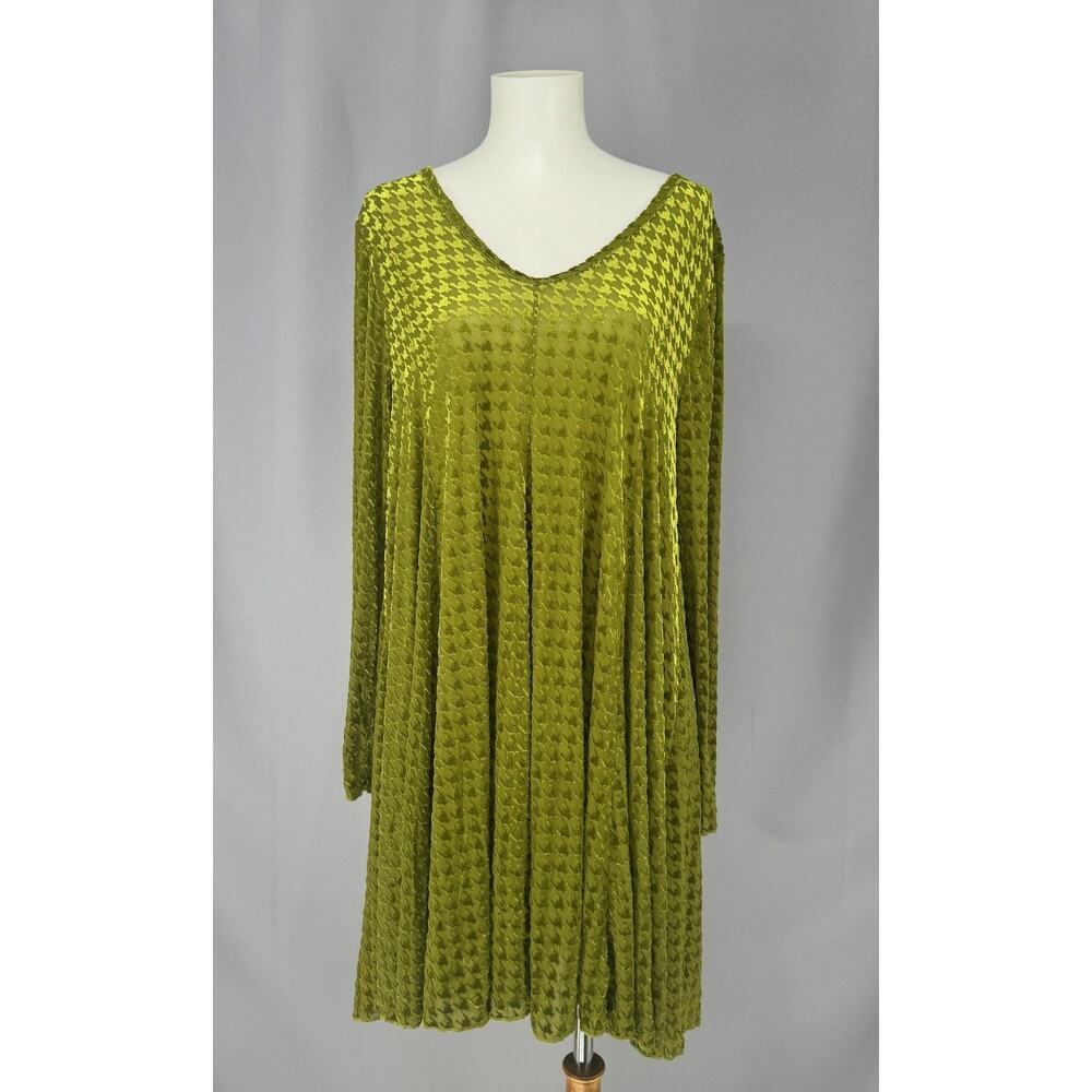 Liv By Habitat Clothes Dress Womens Small Velvet Houndstooth Swing Long Sleeve